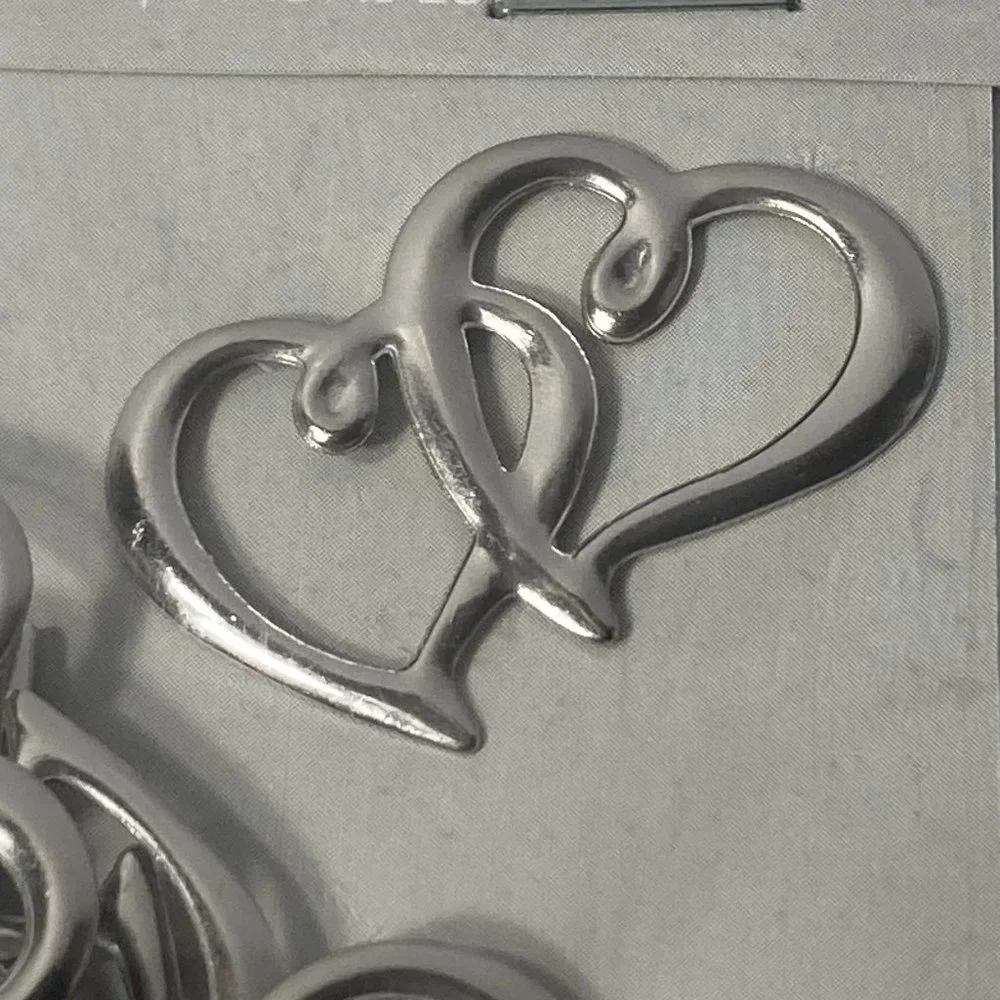 Double Hearts Sweetheart Charms Silver Tone 54 Packs Wedding Anniversary Crafts
